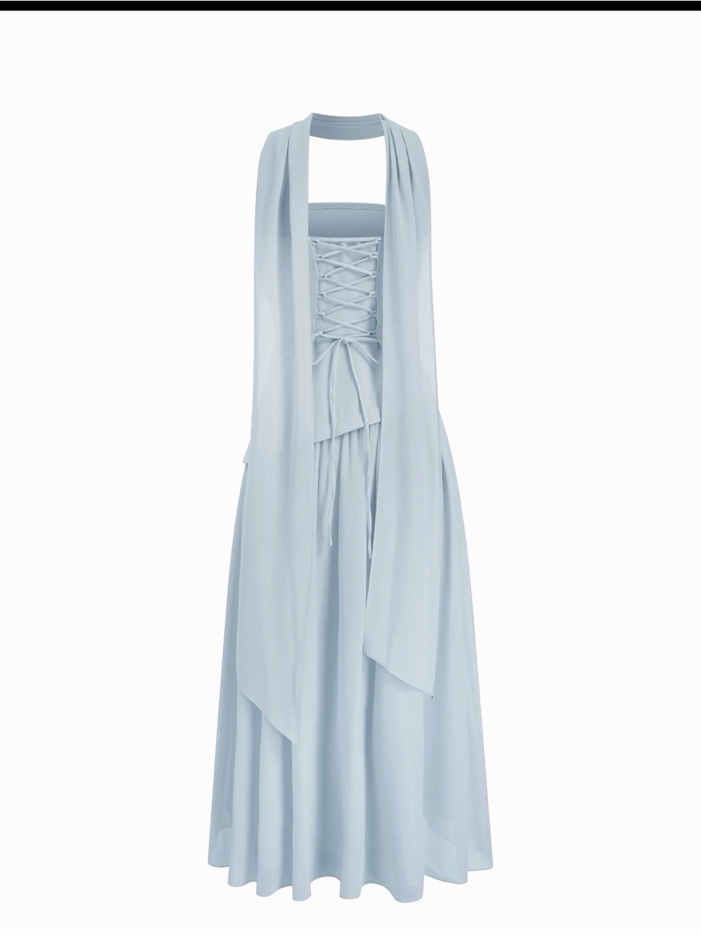 Cider Light Blue Maxi Dress chiffon sculptural bobycon